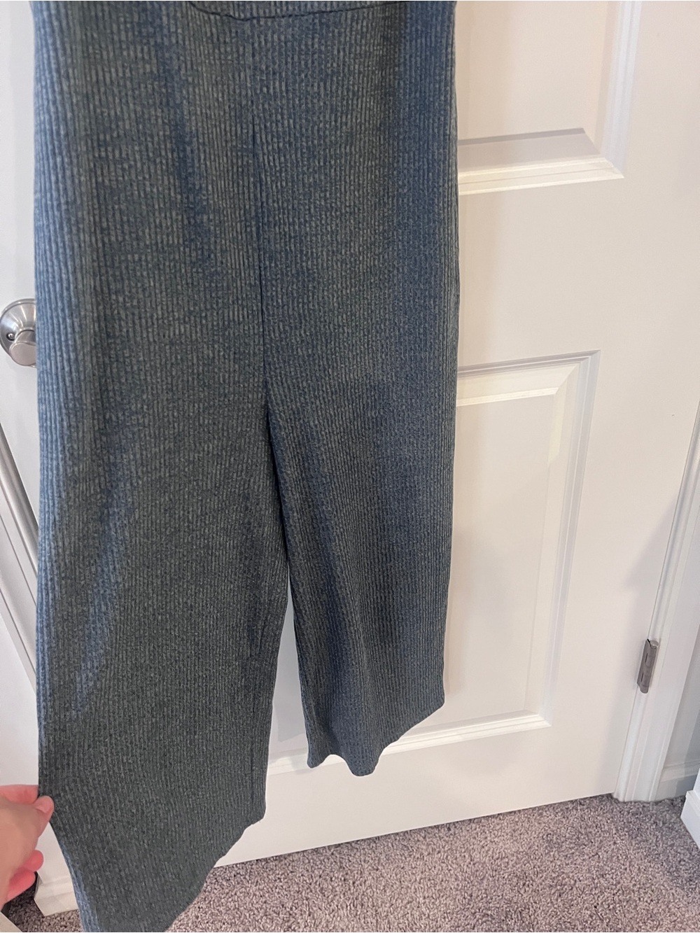 Target Wild Fable Heathered Blue Ribbed Knit Square Neck Wide Leg Jumpsuit M - Picture 3 of 9